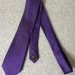 Tasso Elba Mens Purple Silk Geometric Micro Pattern Necktie Formal Business Tie
